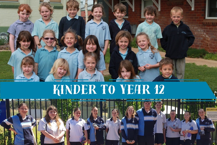 Photo of students from when they were in kinder and now in year 12