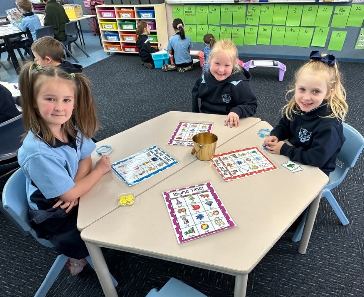 Primary students working on their literacy