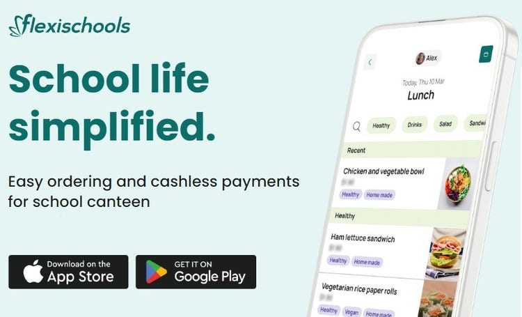 Download the Flexischools app for online canteen orders